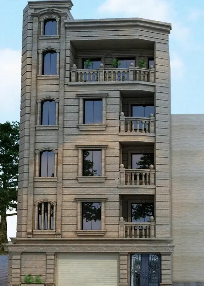 نمای ساختمانی آپارتمان5 طبقه در ساری