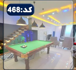 سالن بیلیارد و پله های همکف چوبی ویلا در ساری 415684586