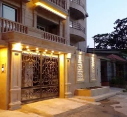 نمای سنگ کاری شده و نورپردازی شیک آپارتمان 125 متری در خزرآباد 15648168769